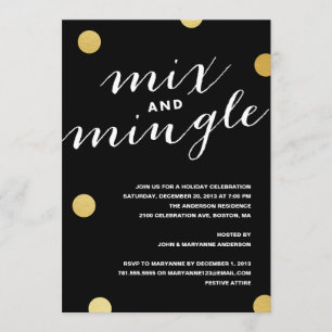 MIX & MINGLE GOLD DOTS HOLIDAY PARTY INVITATION
