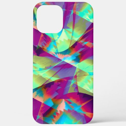 Mix of blue green pink zig zag in panoramic effect iPhone 12 pro max case