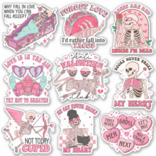 Mix of Funny Retro Anti-Valentine Club Vinyl Sticker