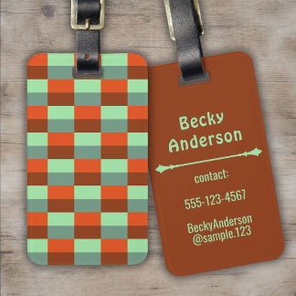 Mix of Green and Red Color Blocks Luggage Tag