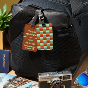 Mix of Green and Red Color Blocks Luggage Tag