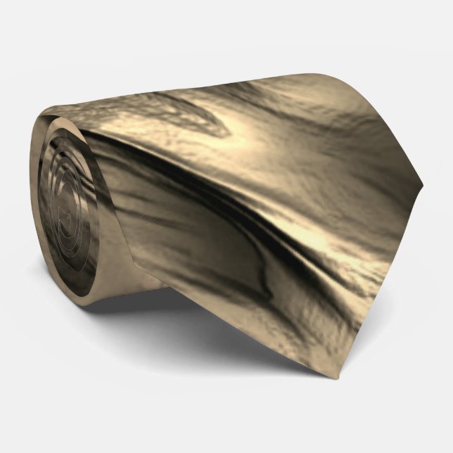 Mix of opaque and chrome beige undulating stain neck tie (Rolled)