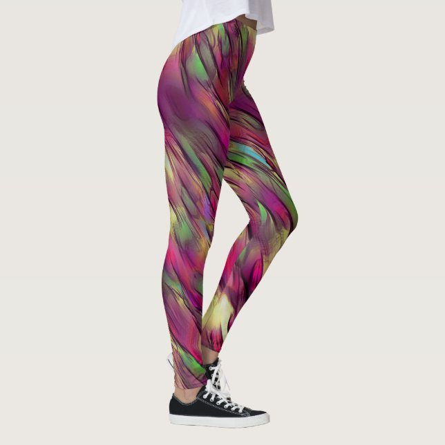 Mix of opaque and chrome green and burgundy spots leggings (Right)