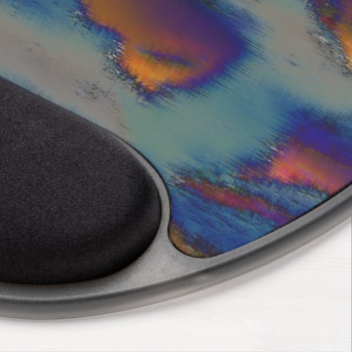 Mix of orange  blue stained with scratched effect gel mouse pad
