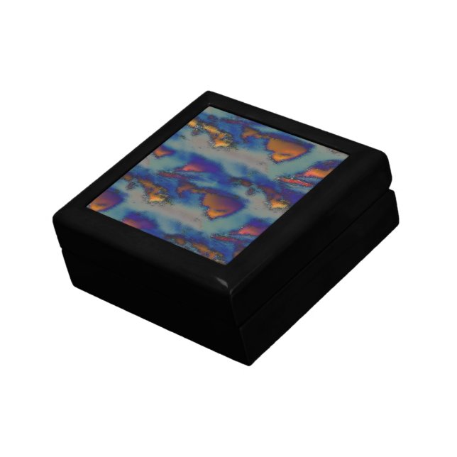 Mix of orange & blue stained with scratched effect gift box (Side)