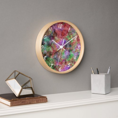 Mix of Pastel Colors in swirls with Squiggle Lines Clock