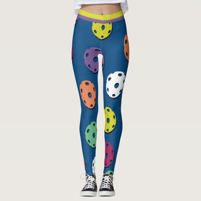 Mix of pickleballs 5 (XL tile size) Leggings (Front)