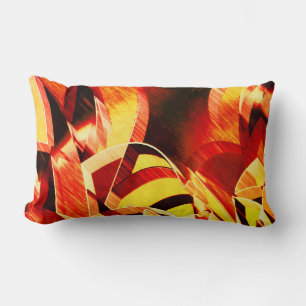 Mix of yellowing with dark red, strong streaked lumbar pillow