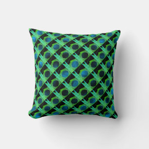 Mix rapport geometric, stripes green, black, blue throw pillow