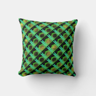 Mix rapport geometric, stripes green black yellow throw pillow
