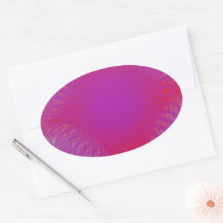 mix red and purple abstract art oval sticker