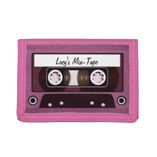Mix Tape Personalized Pink Trifold Wallet