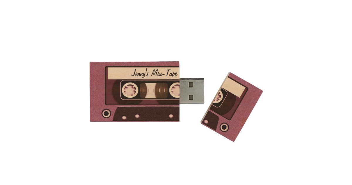Mix Tape Personalized Pink Wood Flash Drive | Zazzle
