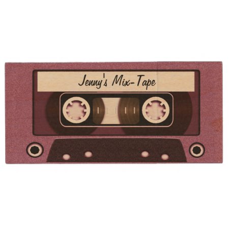 Mix Tape Personalized Pink Wood Flash Drive