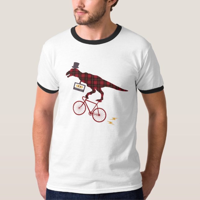 Mix Tape Plaid Dinosaur Cycling Tshirt (Front)