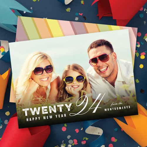 Mix Typography 2024 Simple Modern New Year Photo Holiday Card