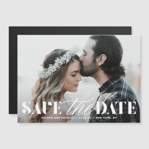 Mix Typography Overlay Modern Photo Save the Date Magnetic Invitation