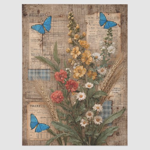 Mixed Abstract Pattern Florals & Butterflies Tissue Paper