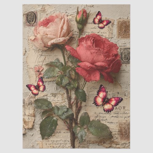 Mixed Abstract Pattern Florals & Butterflies Tissue Paper