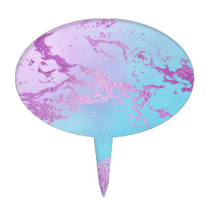 Mixed Abstract Watercolor Sparkle Print Pattern Cake Topper