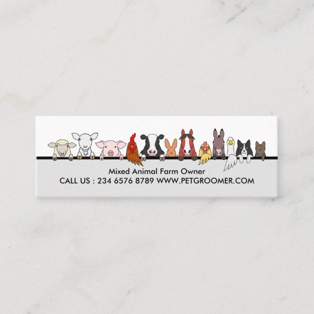 Mixed Animal Farm Owner Mini Business Card