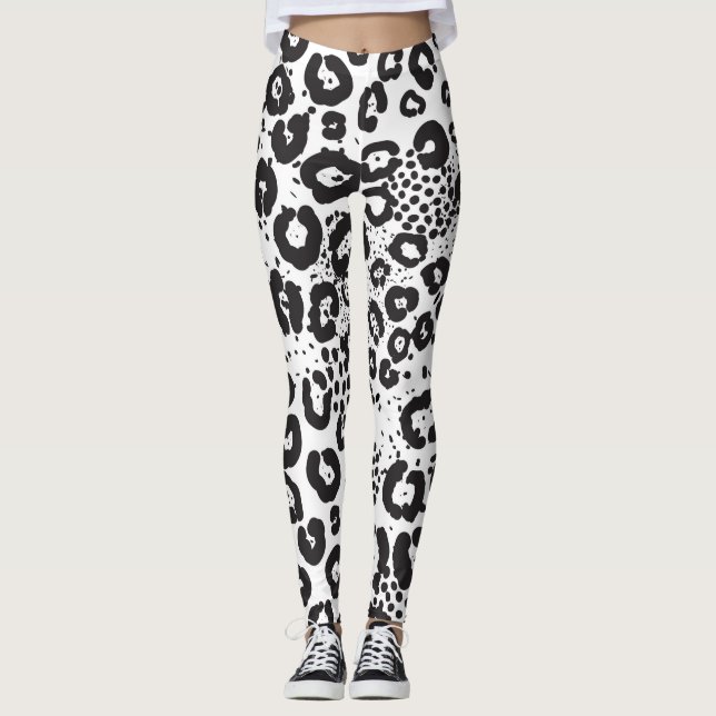Mixed Animal Print Snow Leopard Cheetah Leggings (Front)