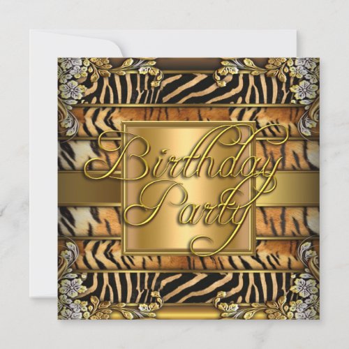 Mixed Animal Print Womans Birthday Party Invitation