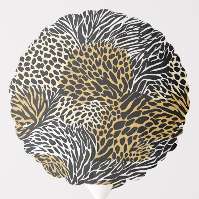 Mixed Animal Print Zebra Leopard Tiger Mixed Print Balloon (Front)
