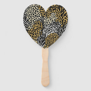Mixed Animal Print Zebra Leopard Tiger Mixed Print Hand Fan