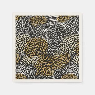 Mixed Animal Print Zebra Leopard Tiger Mixed Print Napkins