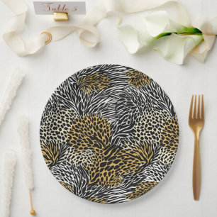 Mixed Animal Print Zebra Leopard Tiger Mixed Print Paper Plates