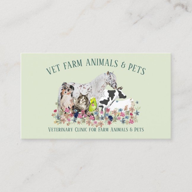 Mixed Animal Vet Business Card
