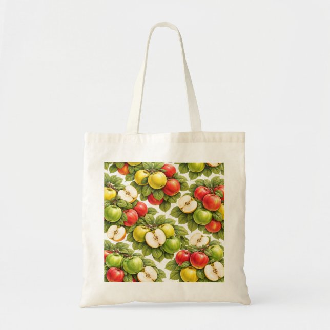 Mixed Apple Slice Pattern Tote Bag (Front)