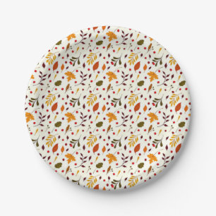 Mixed autumn leaves paper plates
