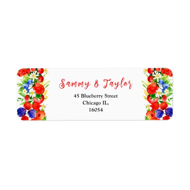 Mixed Berries and Foliage Wedding Label (Front)
