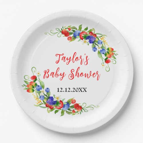 Mixed Berries Baby Shower Paper Plates