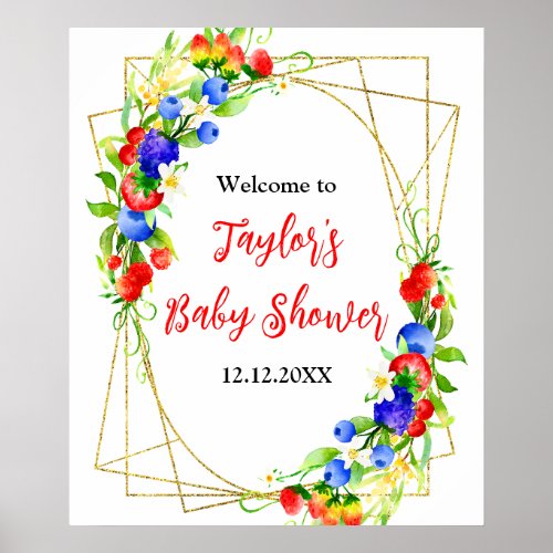 Mixed Berries Baby Shower Welcome Sign