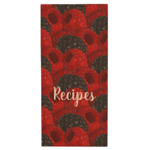Mixed Berries Pattern Recipes with Your Name Wood Flash Drive