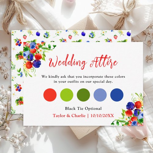 Mixed Berries Wedding Attire Dress Code Enclosure Card