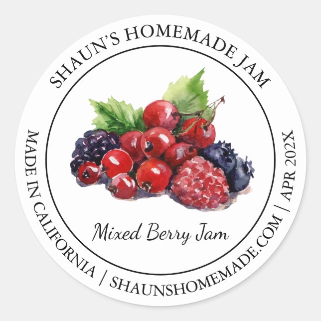 Mixed Berry Jam Modern label (Front)