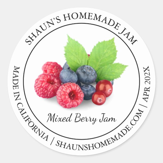 Mixed Berry Jam Modern label (Front)