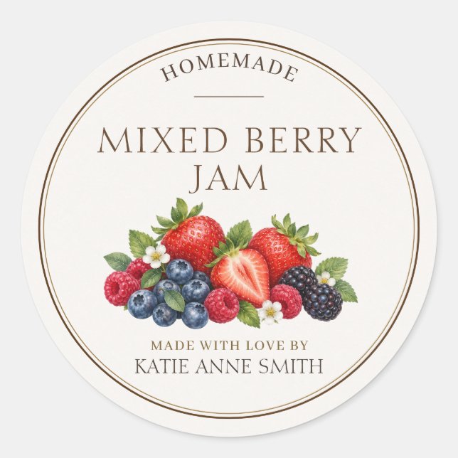 Mixed Berry Jam Personalized Jar Labels (Front)