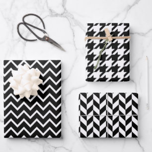 Mixed Black & White Geometric Patterns Wrapping P Paper Sheets
