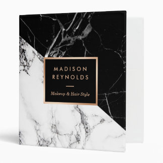 Mixed Black White Marble Texture Unique Design 3 Ring Binder