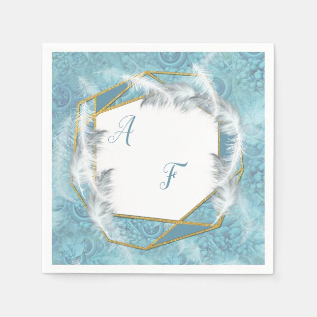 Mixed Blue Silky Pattern with White Sparkles Napkins (Front)