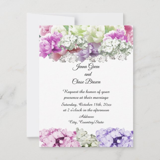 Mixed Bouquet Floral Wedding Invitation (Front)