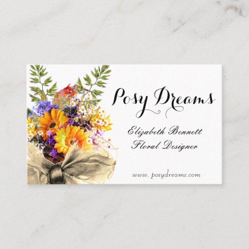 Mixed Bouquet with Big Bow Florist Business Card