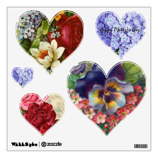 Mixed Bouquets Flowers Mother's Day Hearts Wall Decal