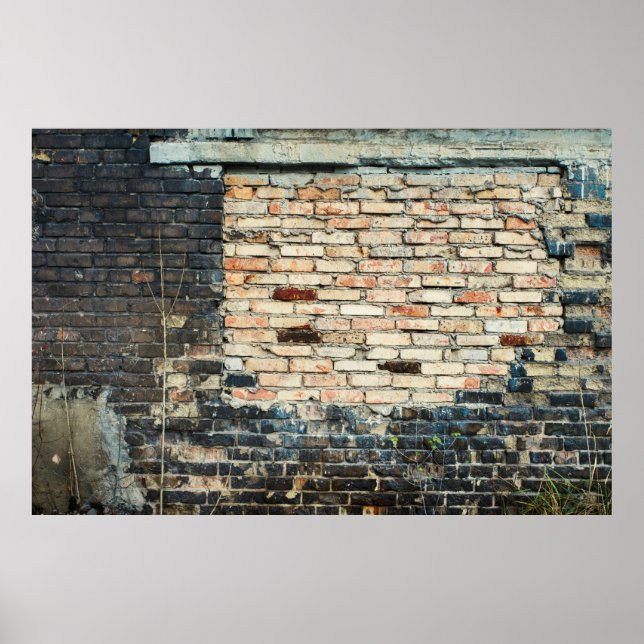 Mixed brick wall texture background. Vintage effec Poster (Front)
