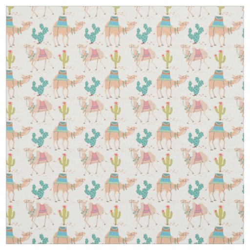 Mixed cactus and camel pattern fabric